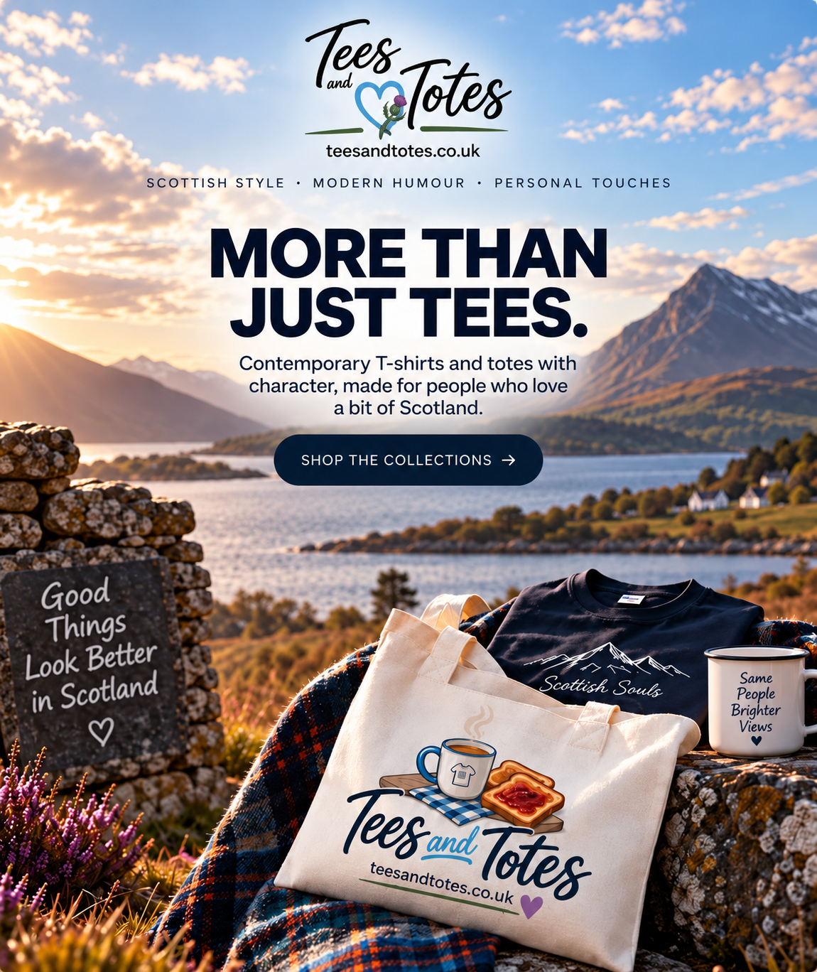 Tees and Totes Scottish storefront hero banner